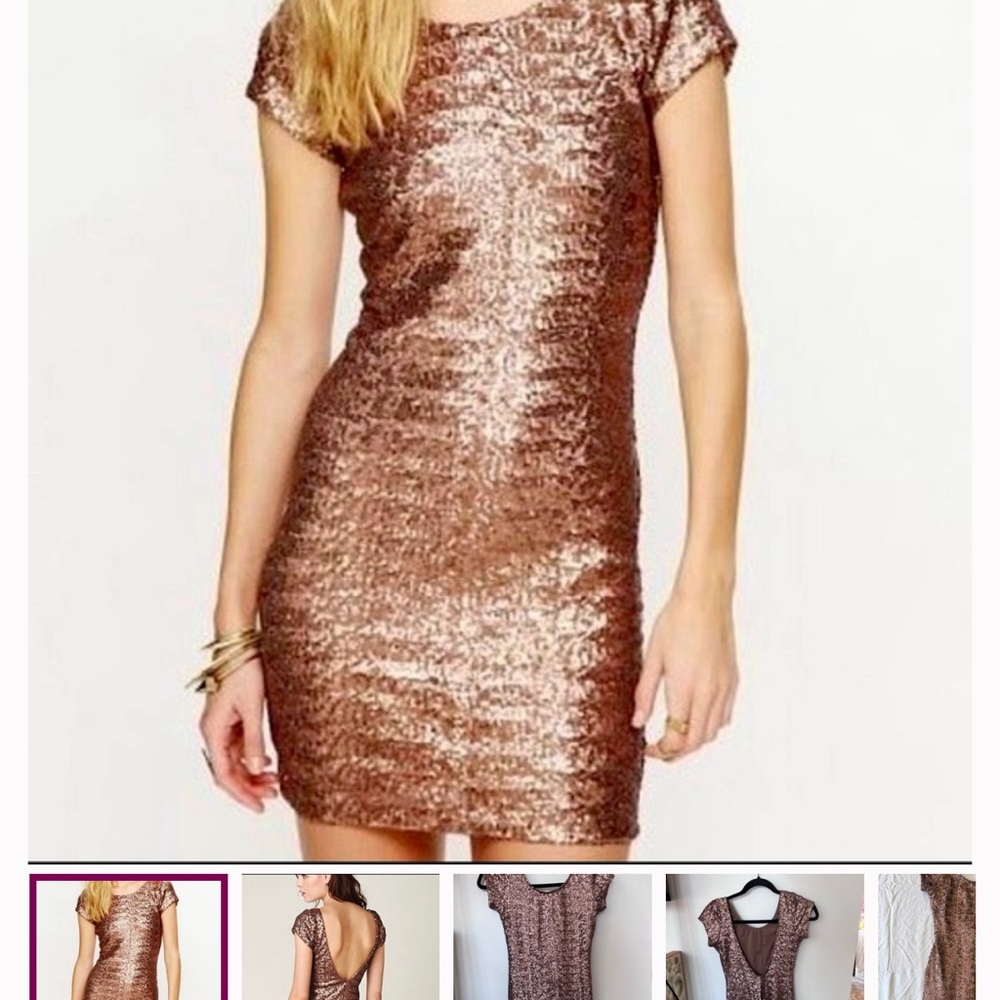 Free People Shimmering Bronze Mini Dress